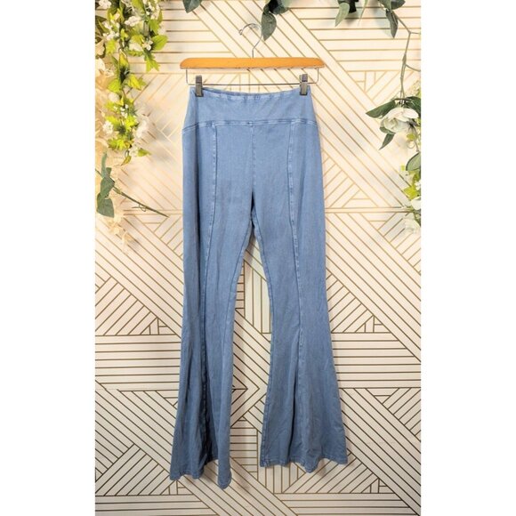 URBAN OUTFITTER'S Women's ARIA Blue Cotton Flare Leggings Stretch Sz Medium - Picture 1 of 7